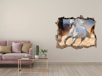 Dziura 3d fototapeta naklejka Dziki galop koni