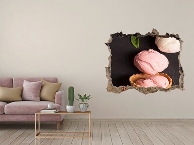 Pegatina de vinilo agujero 3d para pared Fiesta de helados en un agujero en la pared