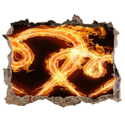 Trampantojo de pared rota efecto profundidad Serpientes ardiendo en el fuego