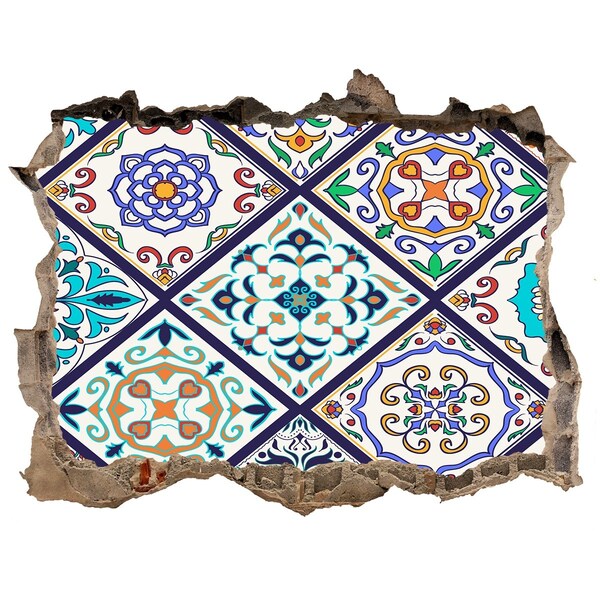 Vinilo pared rota 3d efecto realista Patrón colorido en azulejos