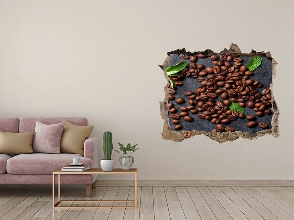 Vinilo pared rota 3d efecto realista Café en una pared en ruinas