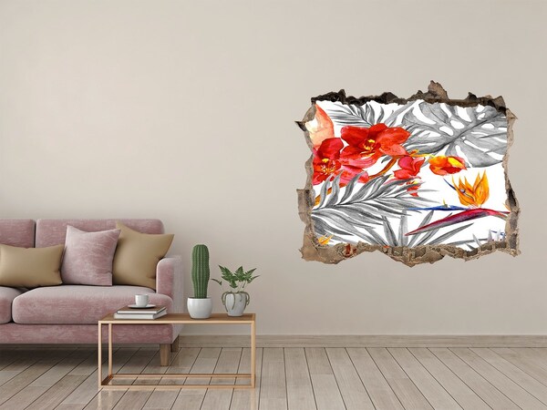 Dziura 3d fototapeta naklejka Tropikalny raj za ścianą