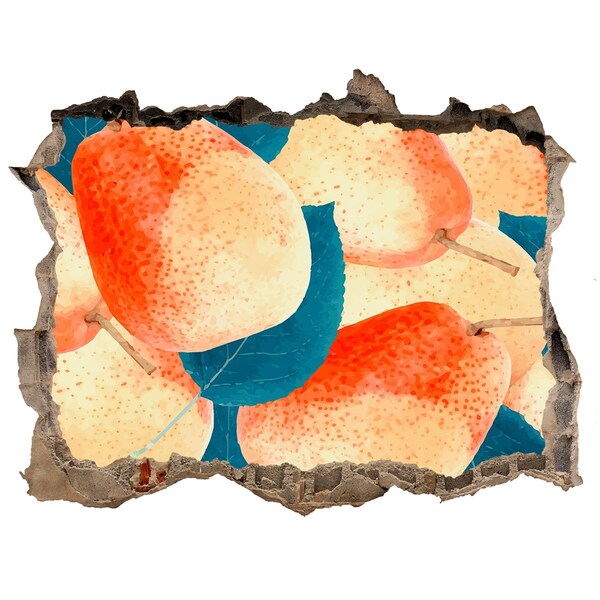 Vinilo pared rota 3d efecto realista El paraíso de las frutas detrás del muro