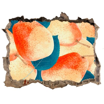 Vinilo pared rota 3d efecto realista El paraíso de las frutas detrás del muro