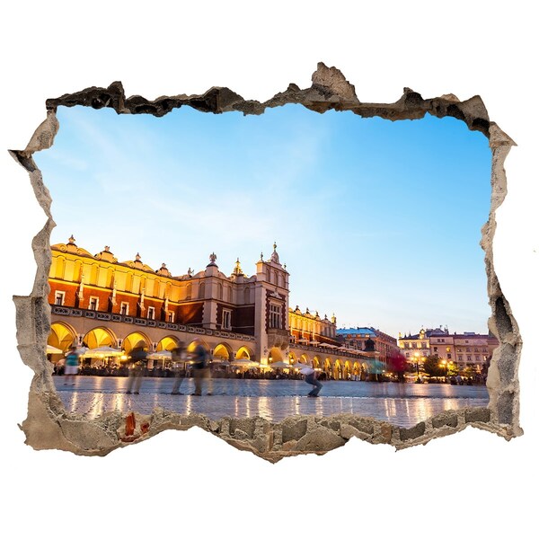 Trampantojo de pared rota efecto profundidad Cracovia al atardecer
