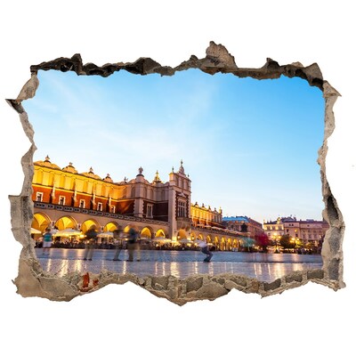 Trampantojo de pared rota efecto profundidad Cracovia al atardecer