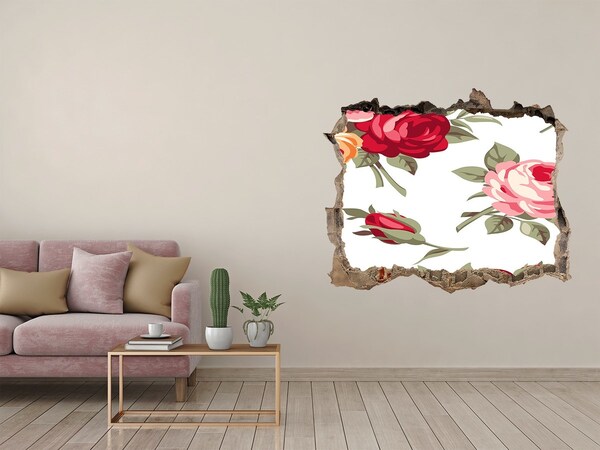 Vinilo pared rota 3d efecto realista Agujero de flor en la pared