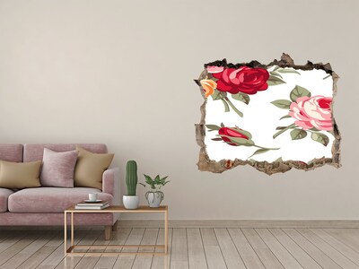 Vinilo pared rota 3d efecto realista Agujero de flor en la pared