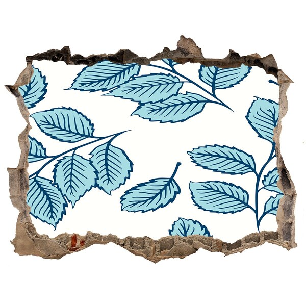 Pegatina de vinilo agujero 3d para pared Hojas verdes en el fondo de la pared