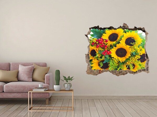 Pegatina de vinilo agujero 3d para pared Ramo de flores de agujero en la pared