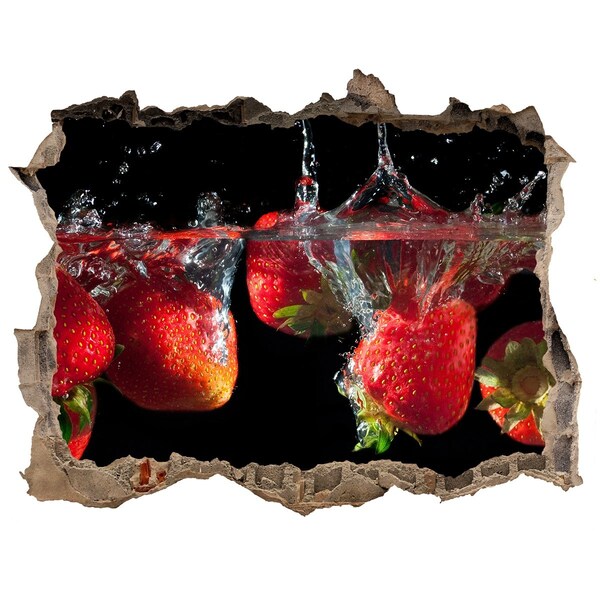 Vinilo pared rota 3d efecto realista Splash de frutas con fresas