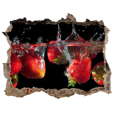 Vinilo pared rota 3d efecto realista Splash de frutas con fresas