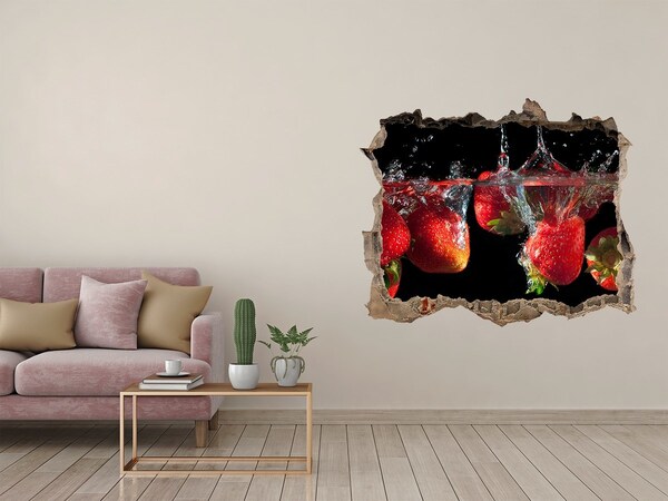 Vinilo pared rota 3d efecto realista Splash de frutas con fresas