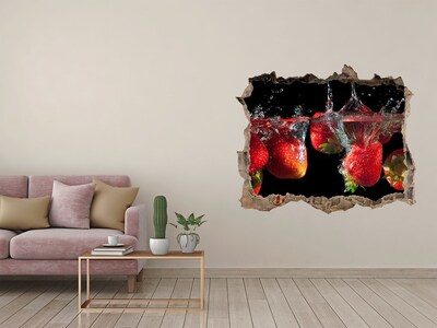 Vinilo pared rota 3d efecto realista Splash de frutas con fresas