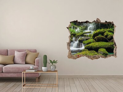 Pegatina de vinilo agujero 3d para pared Oasis verde con cascada