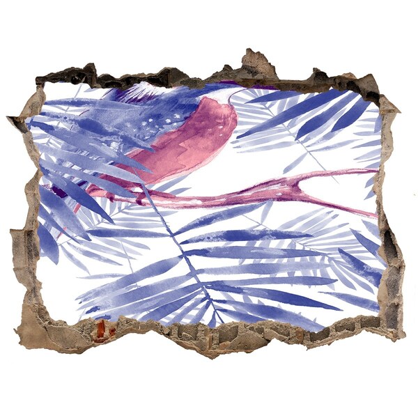 Vinilo pared rota 3d efecto realista Paraíso tropical detrás del muro