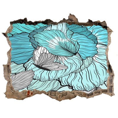 Vinilo pared rota 3d efecto realista Un oasis floral en hormigón