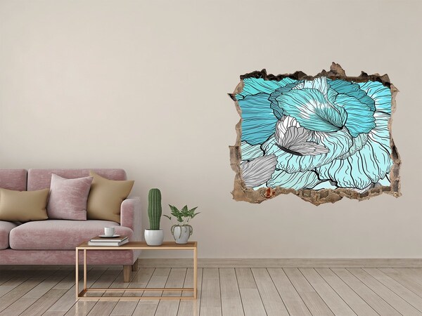 Vinilo pared rota 3d efecto realista Un oasis floral en hormigón