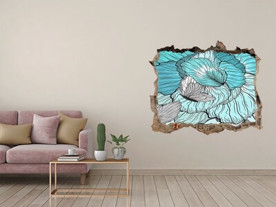 Vinilo pared rota 3d efecto realista Un oasis floral en hormigón