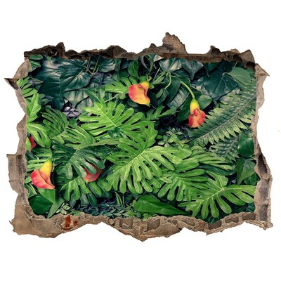 Pegatina de vinilo agujero 3d para pared Jardín tropical detrás del muro