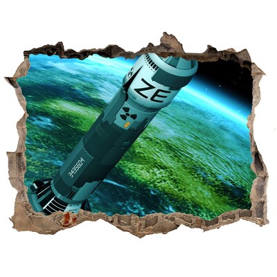 Foto zdjęcie dziura na ścianę Rakieta w kosmosie