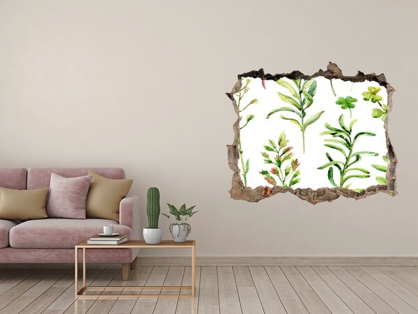 Vinilo pared rota 3d efecto realista Un oasis verde en hormigón