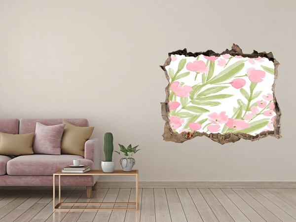 Vinilo pared rota 3d efecto realista Motivo floral de agujero en la pared