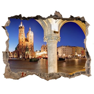 Fototapeta dziura na ścianę Krakowski Rynek Główny w Nocy