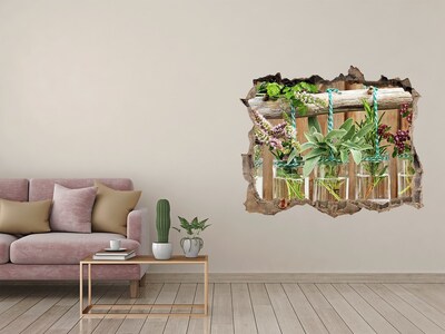 Trampantojo de pared rota efecto profundidad Jardín de hierbas en frascos