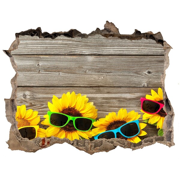 Trampantojo de pared rota efecto profundidad Girasoles con gafas de sol