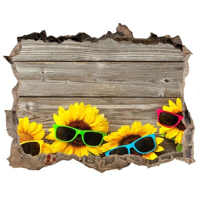 Trampantojo de pared rota efecto profundidad Girasoles con gafas de sol