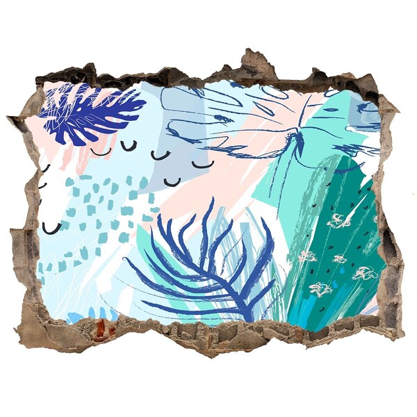 Pegatina agujero en la pared autoadhesiva Paraíso tropical detrás del muro