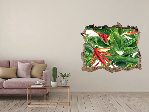 Vinilo pared rota 3d efecto realista Paraíso tropical detrás del muro
