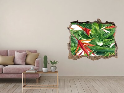 Vinilo pared rota 3d efecto realista Paraíso tropical detrás del muro