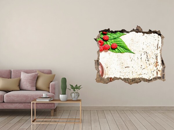 Vinilo pared rota 3d efecto realista Encanto frutal en una pared dañada