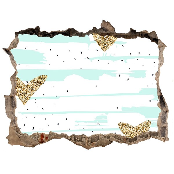 Pegatina de vinilo agujero 3d para pared Agujero en la pared con corazones