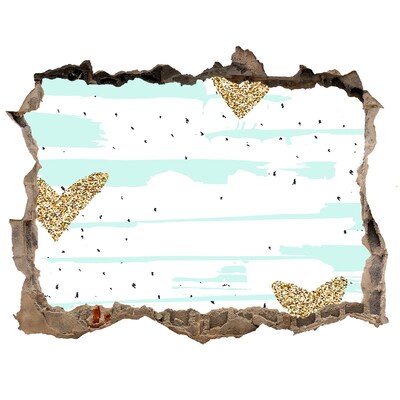 Pegatina de vinilo agujero 3d para pared Agujero en la pared con corazones