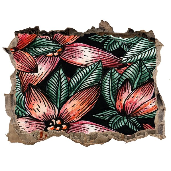 Pegatina agujero en la pared autoadhesiva Un patrón floral contra una pared dañada