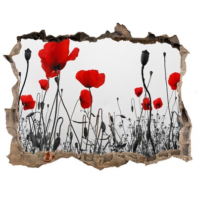 Vinilo pared rota 3d efecto realista Flores en las ruinas