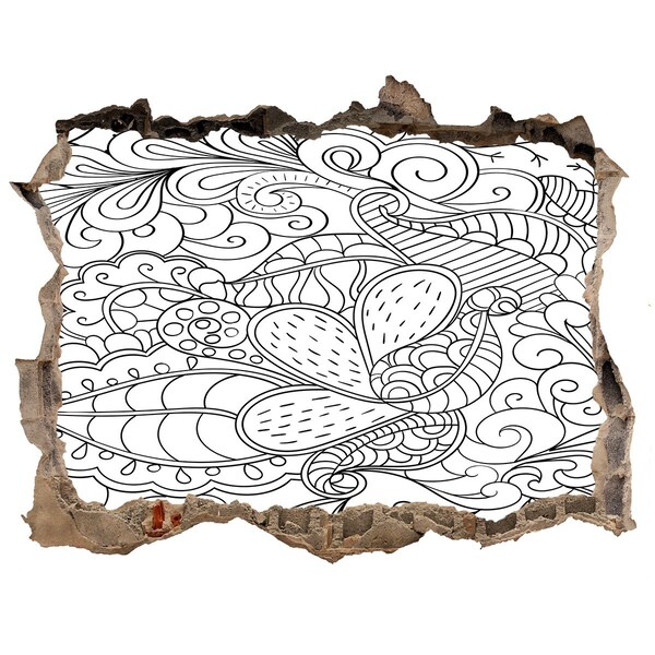 Vinilo pared rota 3d efecto realista Un mundo colorido en un agujero