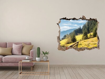 Vinilo pared rota 3d efecto realista Vista del valle de la montaña