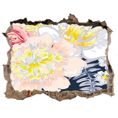 Pegatina agujero en la pared autoadhesiva Jardín de flores detrás del muro