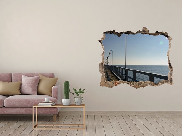 Pegatina de vinilo agujero 3d para pared Vista al mar desde el muelle