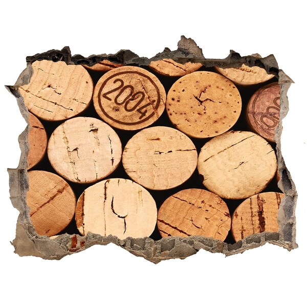 Naklejka 3D dziura Korki od wina za ścianą