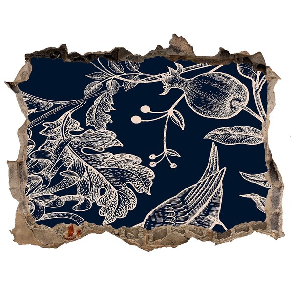 Trampantojo de pared rota efecto profundidad Un pájaro contra el fondo de la vegetación