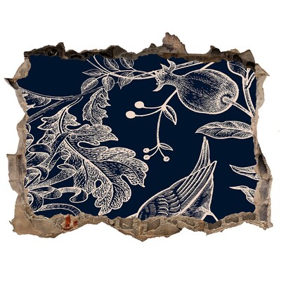 Trampantojo de pared rota efecto profundidad Un pájaro contra el fondo de la vegetación