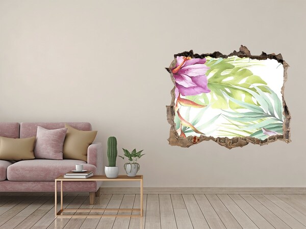 Pegatina de vinilo agujero 3d para pared Paraíso tropical detrás del muro