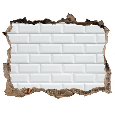 Pegatina agujero en la pared autoadhesiva Una pared dañada con azulejos blancos