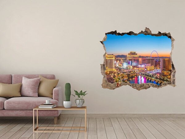 Pegatina de vinilo agujero 3d para pared Las Vegas de noche