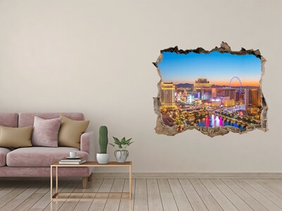 Fototapeta dziura na ścianę 3d Las Vegas nocą